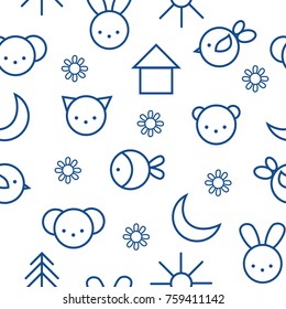 Baby seamless pattern with animals for print. Vector illustration.