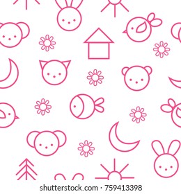 Baby seamless pattern with animals for print. Vector illustration.