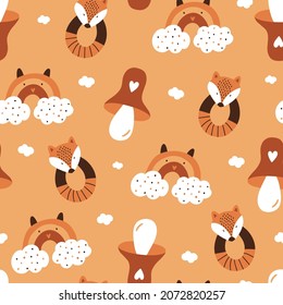 Baby seamless pattern. Backdrop with tools for newborn babies on white background. Greeting card, poster, wrapping paper designs. 