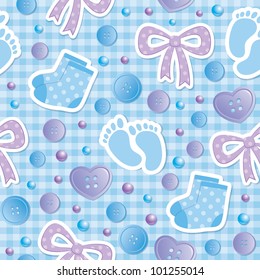 baby seamless pattern with bows and bootees