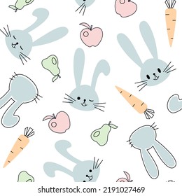 Patrón de bebé sin costura con conejitos. Estilo plano. Ilustración del vector 