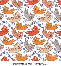 baby seamless pattern. cat pets