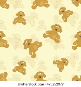 Baby seamless pattern, consisting of plush toy dogs.