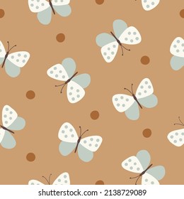 Baby seamless pattern: cute butterflies. Creative kids texture for fabric, wrapping, textile, wallpaper, apparel. Vector illustration