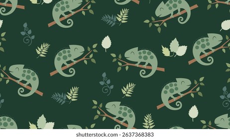 Baby seamless pattern. Cute chameleons seamless pattern background. Creative scandinavian kids texture for fabric, textile, wallpaper, apparel.
