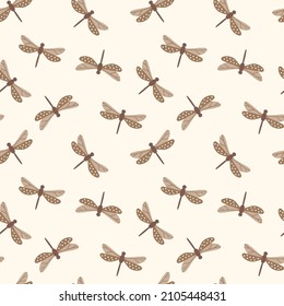 Baby seamless pattern: cute dragonflies. Creative kids texture for fabric, wrapping, textile, wallpaper, apparel. Vector illustration