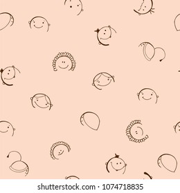 Baby seamless pattern. Cute little children for desing wrapping, paper, cover, wallpaper, fabric. Simple drawn.
