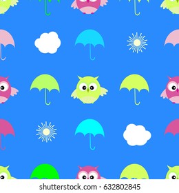 Baby seamless pattern cute owl vector