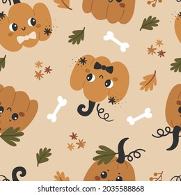 Baby seamless pattern with cute pumpkins. Pattern for scrapbooking, wallpaper, children's and children's clothing.