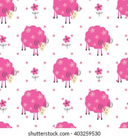 Baby seamless pattern with cute sheep