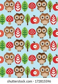 baby seamless pattern design with cute owl. vector illustration