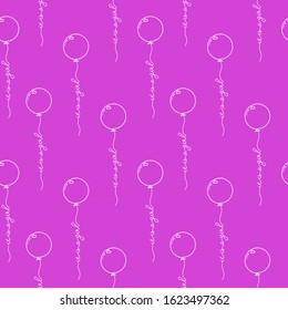 Baby seamless pattern. Flat style background. Newborn, child symbols, balloons. Child gender. It is a girl. Print, texture design. Vector