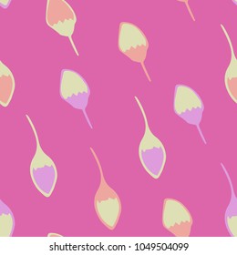 Baby seamless pattern with flower buds, vector
