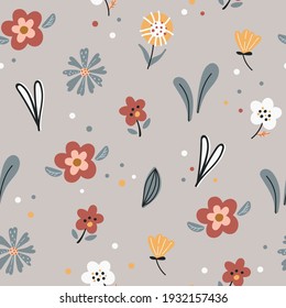 Baby seamless pattern with flowers