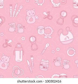 Baby seamless pattern, it's a girl