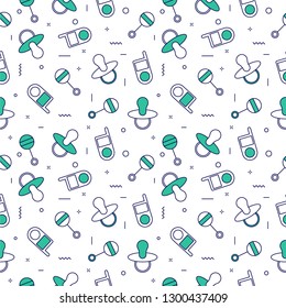 Baby Seamless Pattern. Graphic Design Template for Web Pages, Presentations, Slides, Posters, Video Intros.