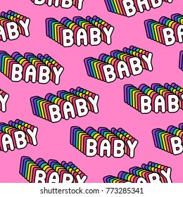 Baby seamless pattern. Pink background.