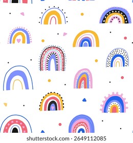 Baby nahtloses Muster mit Regenbogen Boho Motiv