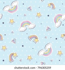 Baby seamless pattern with  rainbow. Vector illustration
