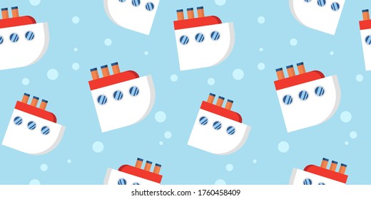 baby seamless pattern with ships and liners. cartoon flat design. cruise. Marine theme. for packaging, paper, fabric. print for clothes