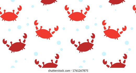 patrón de bebé sin soldadura con siluetas de cangrejos y burbujas. diseño plano de dibujos animados. Tema marino. para embalaje, papel, tela. imprimir para ropa