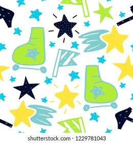 Baby seamless pattern with stahs. Kids background. Color children design