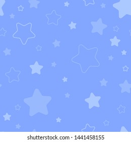 baby seamless pattern with stars. simple blue continuous background. textile paint. fabric swatch. wrapping paper. vector illustration