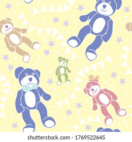 baby seamless pattern with teddy bear