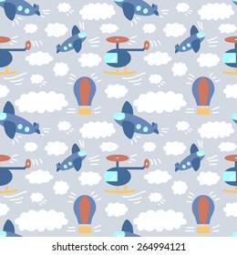 Baby seamless pattern with transport