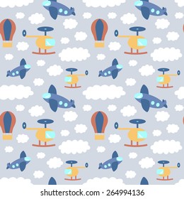Baby seamless pattern with transport