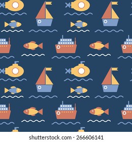 Baby seamless pattern with transport