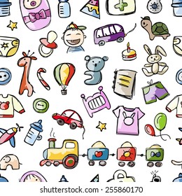 Baby seamless pattern for your design. Vector illustration