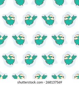 Baby seamless pattern.Colorful birds on white background