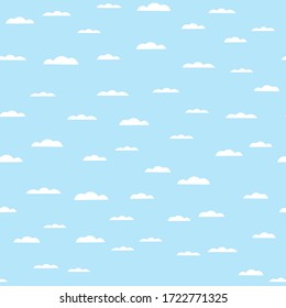Baby seamless patterns with clouds on a blue sky. Printing paper packaging. Vector illustration