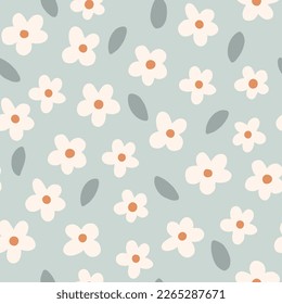 Baby nahtlose Vektorgrafik. Viele Milchblumen auf blauem Hintergrund. Kreative skandinavische Kindertextur für Stoff, Textilien, Tapeten, Bekleidung. Vektorgrafik. 