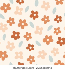 Baby seamless vector pattern. Many colorful flowers on milk background. Creative scandinavian kids texture for fabric, textile, wallpaper, apparel. Vector illustration. 