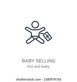 Baby selling icon. Thin linear baby selling outline icon isolated on white background from kid and baby collection. Line vector sign, symbol for web and mobile