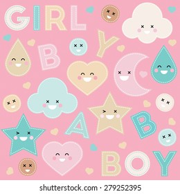 Baby set decor pink vector kit kid room