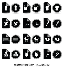 baby set icon in black vector illustration