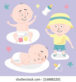 baby set sleeping playing on the beach