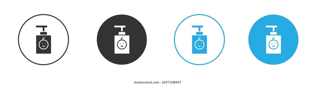 Ícone de shampoo bebê em vetor plano editável em preto e branco
