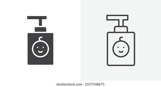 Baby shampoo icon. outlined vector style.