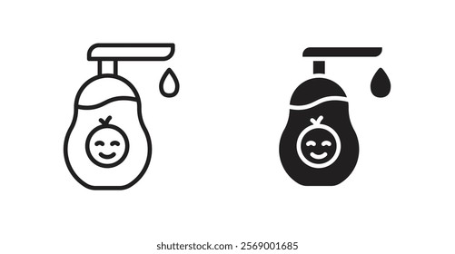 Baby shampoo icon set vector graphics designs