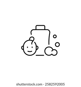 Baby shampoo linear icon. Thin line customizable illustration. Contour symbol. Vector isolated outline drawing. Editable stroke