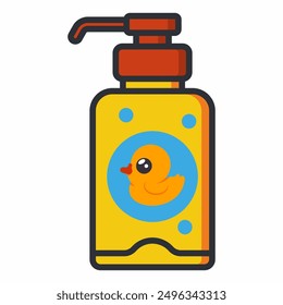 Baby shampoo vector cartoon illustration isolated on a white background.