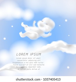 baby shape cloud in the blue sky,cute cartoon vector illustration,gradient mesh style,for happy birthday card