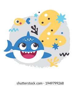 Baby Shark Birthday Cute Vector Illustration