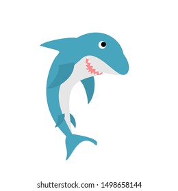 Baby shark cartoon character isolated on white background. vector illustration