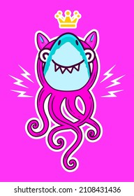 baby shark character vector with octopus