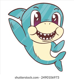 Baby shark cute t-shirt design - The cute t-shirt design features a cartoon baby shark. This Graphic Tee design can be used on shirts mugs posters hoodies and other merch products. 